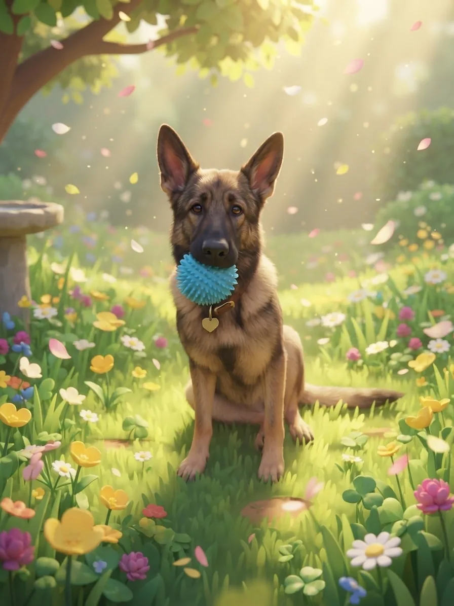 Eve in a Soft 3D Cartoon Spring Meadow with Creative Mode Off