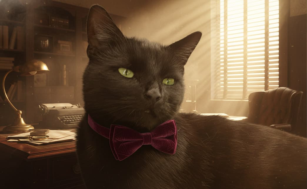 Pet photo transformed with a bright generated background