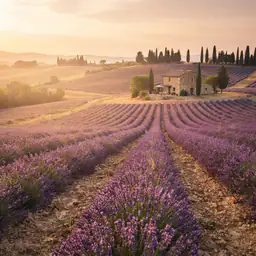 Sunlit lavender hills