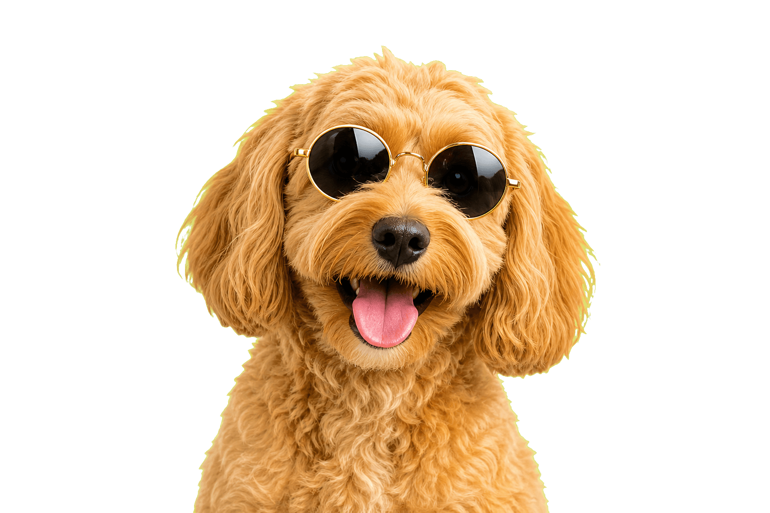 Happy dog wearing sunglasses