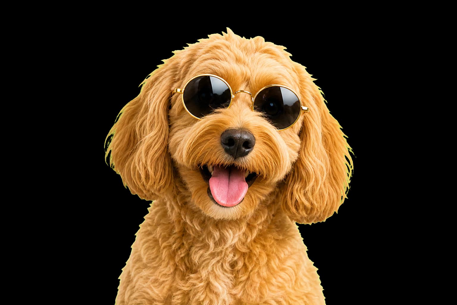 Happy dog wearing sunglasses