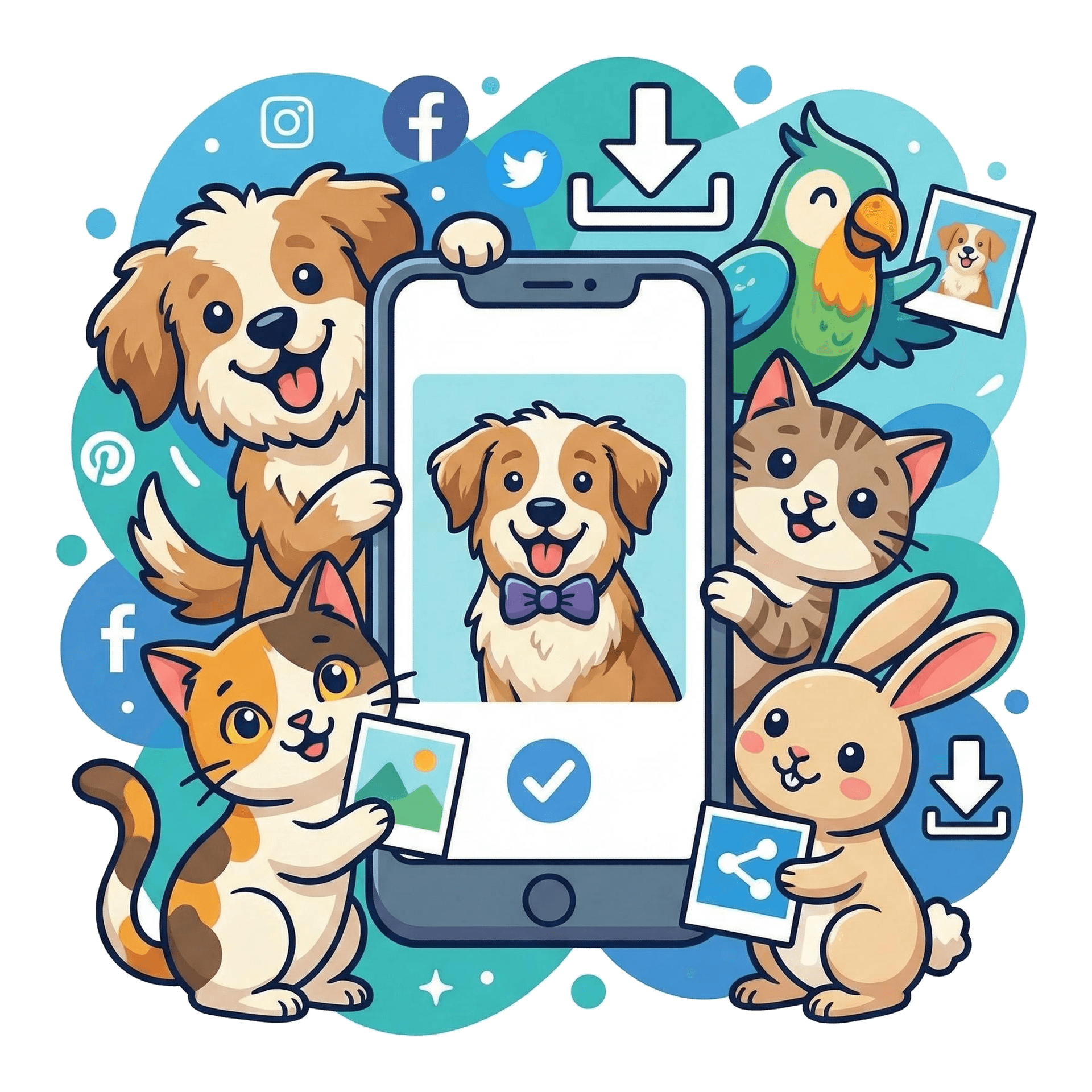 Illustration of a finished pet artwork ready to download and share