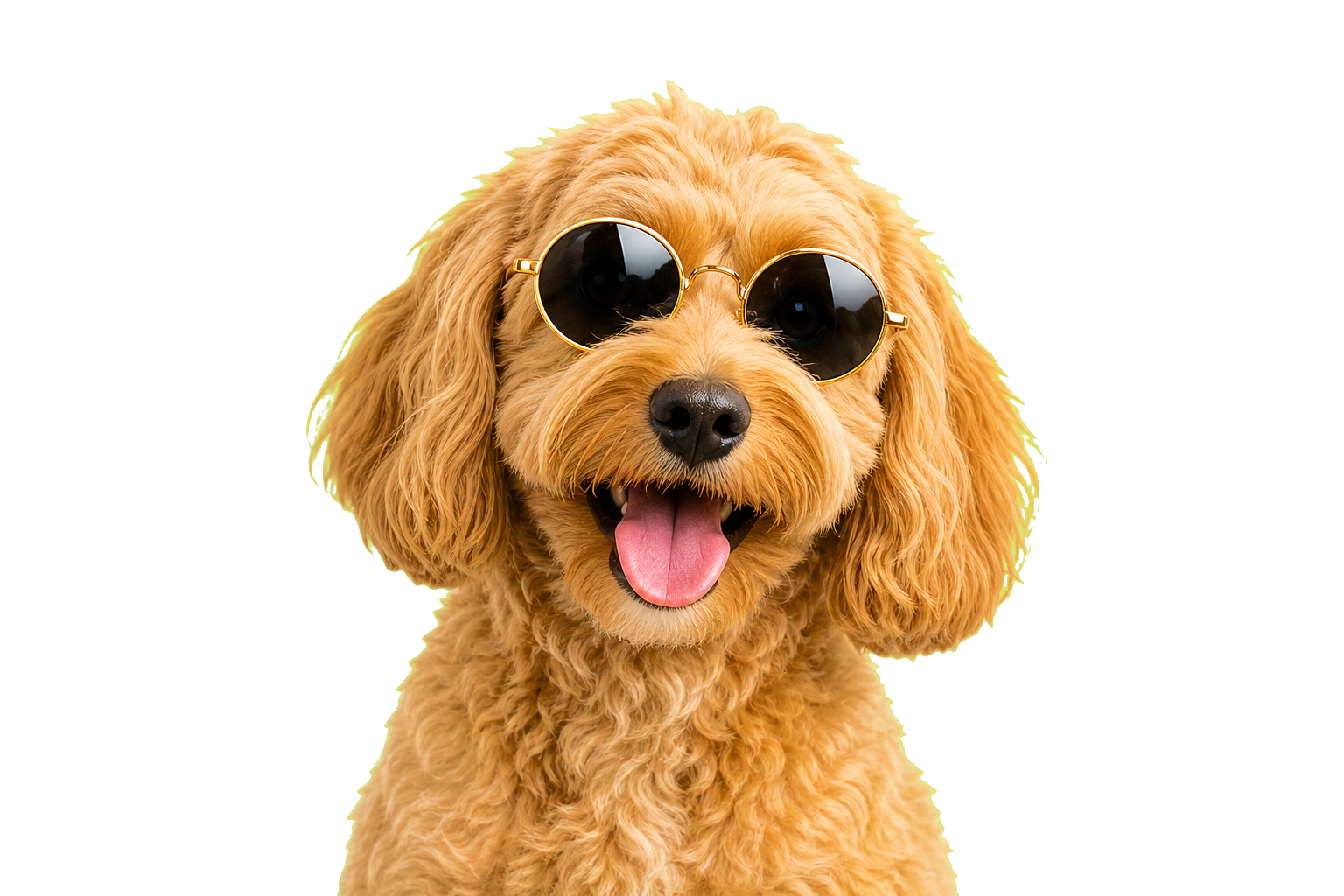 Happy dog wearing sunglasses